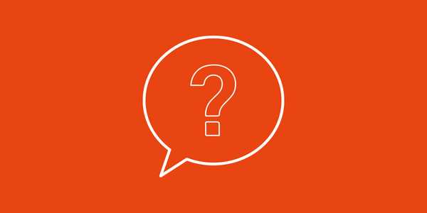 Question mark in a speech bubble on a red background to show customer questions.